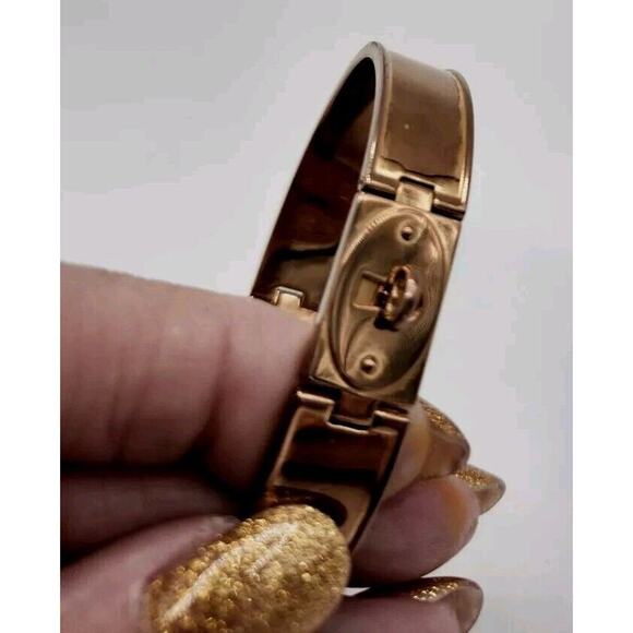 Fossil Bangle Bracelet Copper Gold Tone Casual Turn Clasp Hinged AWESOME - Picture 6 of 7
